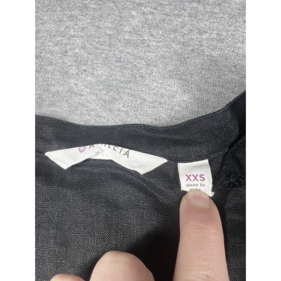 Athleta Womens XXS‎ Dress Straight Black White kaftan V-Neck Embroidery - Picture 3 of 7